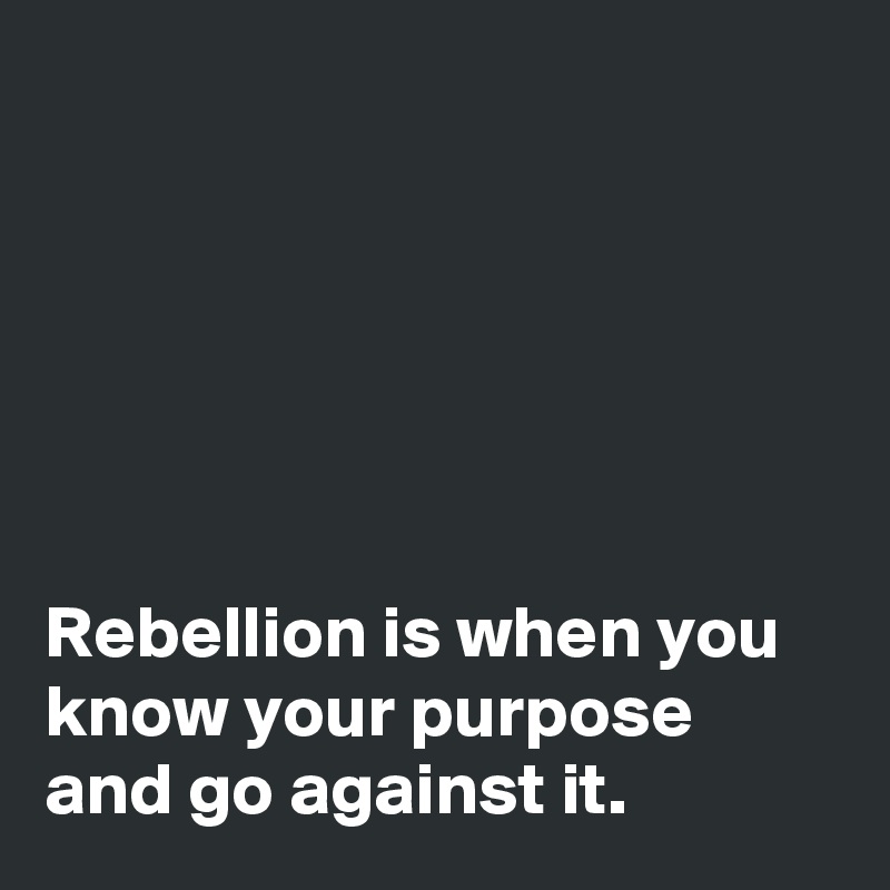 






Rebellion is when you know your purpose and go against it.