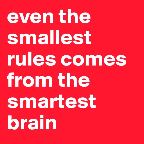 even the smallest rules comes from the smartest brain