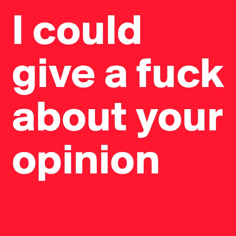 I could give a fuck about your opinion