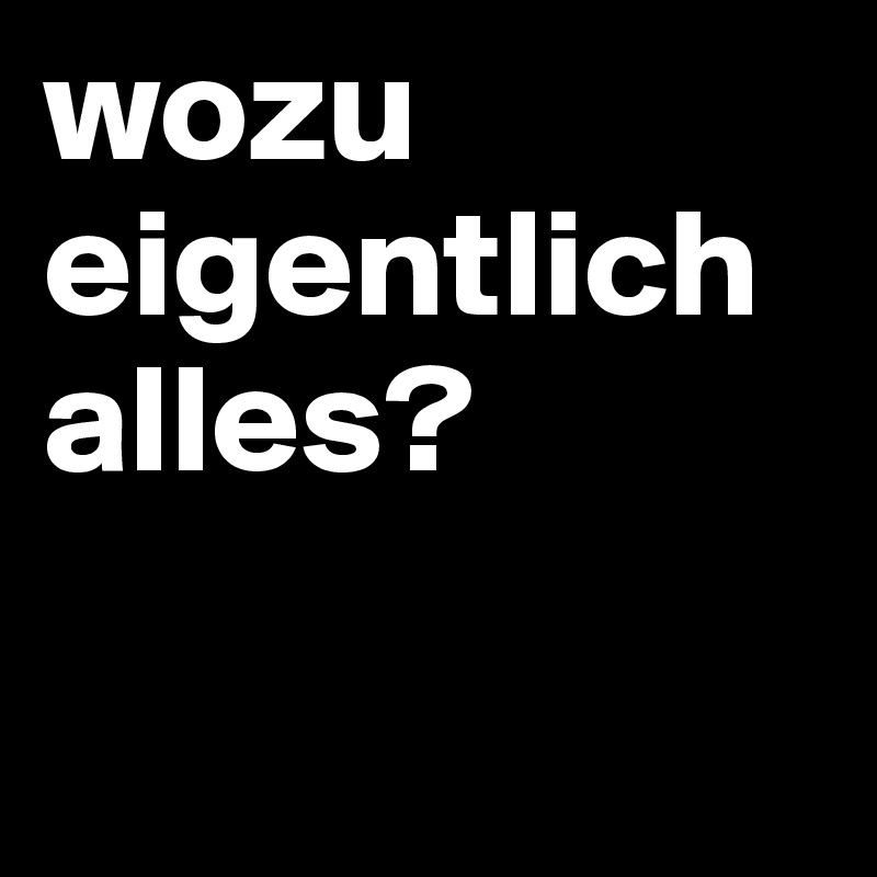 wozu eigentlich alles?

