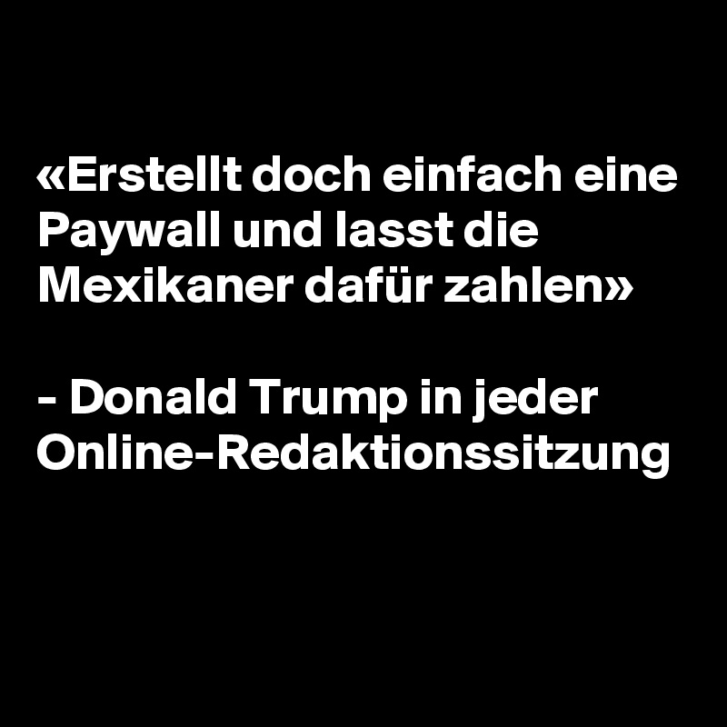 

«Erstellt doch einfach eine Paywall und lasst die Mexikaner dafür zahlen»

- Donald Trump in jeder Online-Redaktionssitzung