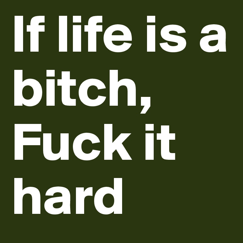 If life is a bitch, Fuck it hard