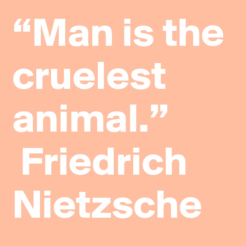 “Man is the cruelest animal.”
 Friedrich Nietzsche 