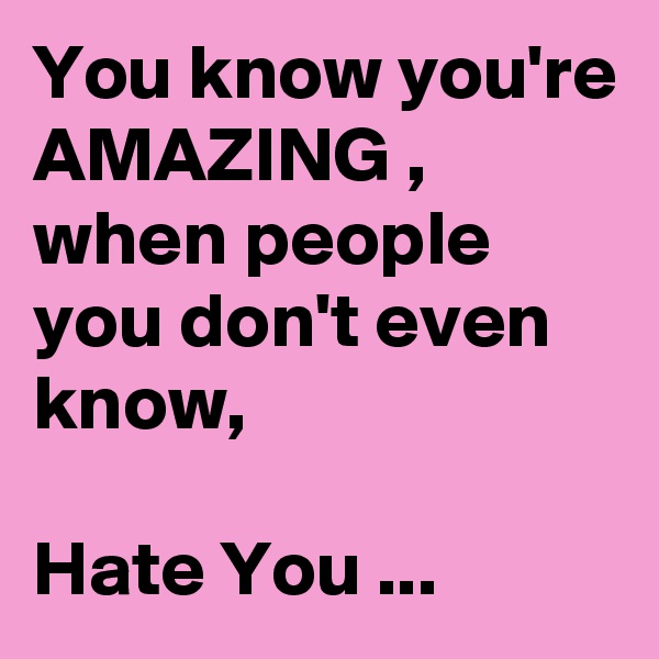 You know you're AMAZING , when people you don't even know,

Hate You ...