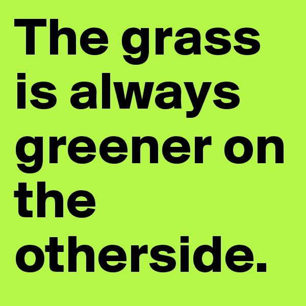 The grass is always greener on the otherside.