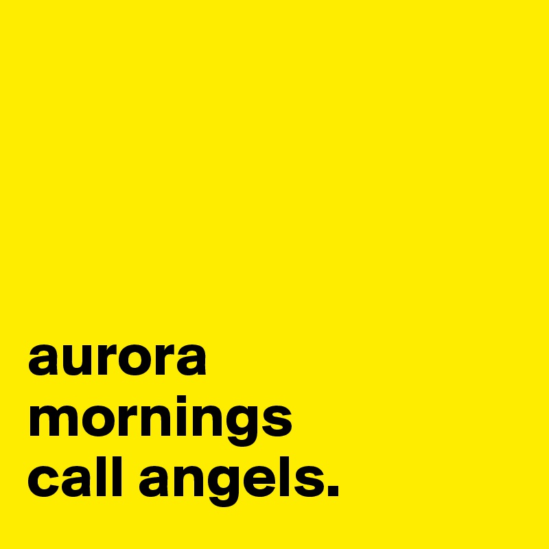 




aurora
mornings 
call angels.
