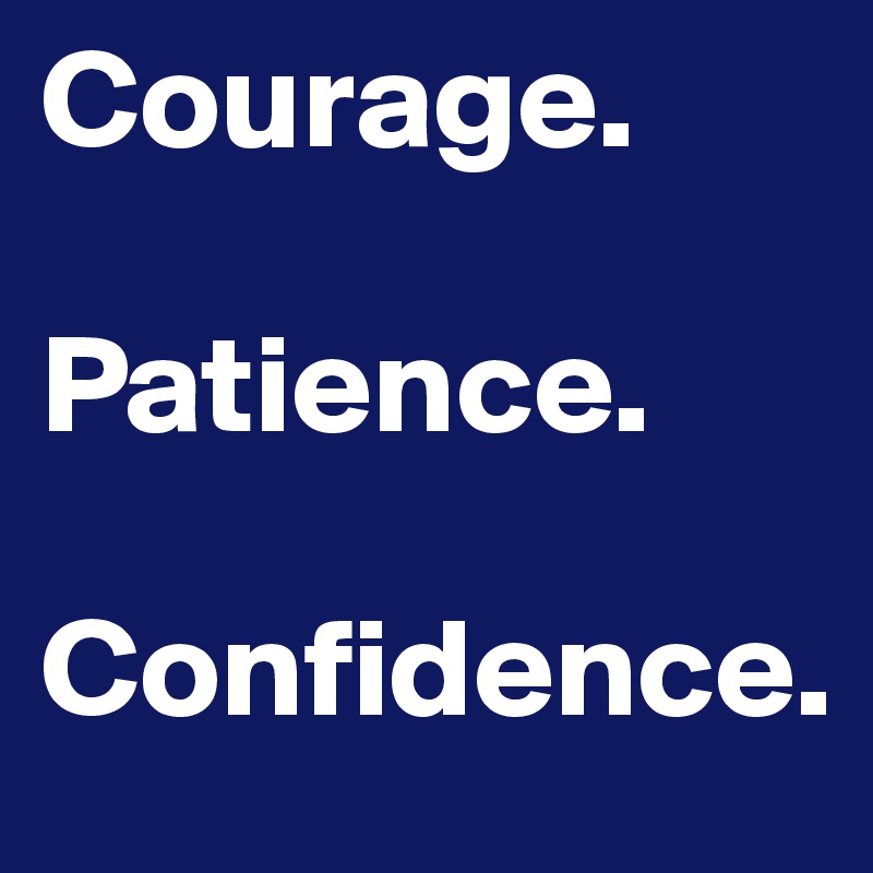 Courage. 

Patience. 

Confidence.