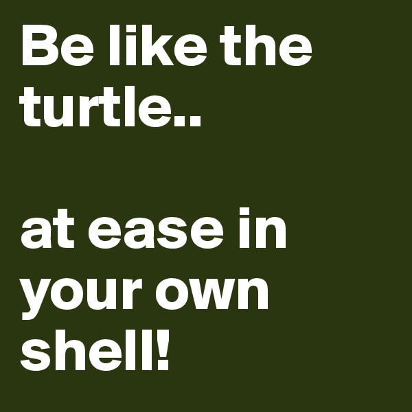 Be like the turtle..

at ease in your own shell! 
