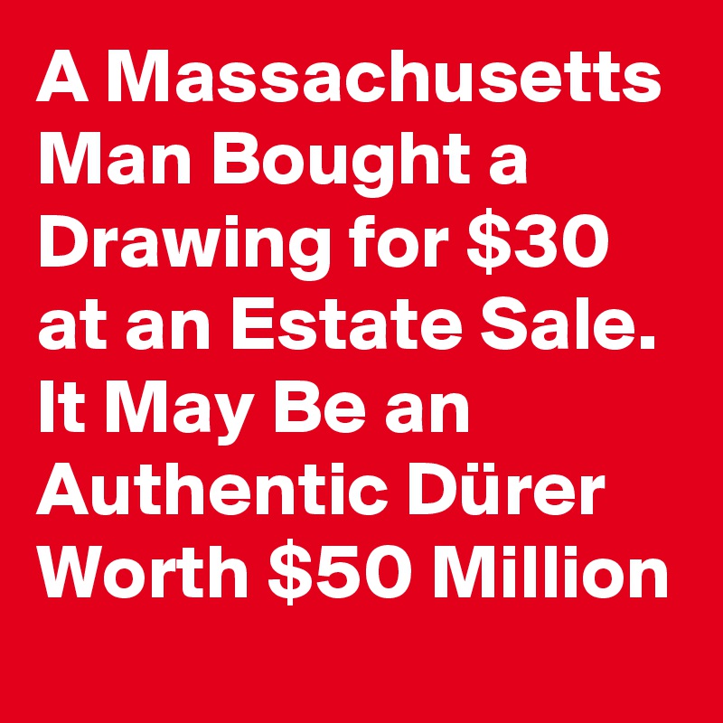 A Massachusetts Man Bought a Drawing for $30 at an Estate Sale.
It May Be an
Authentic Dürer
Worth $50 Million