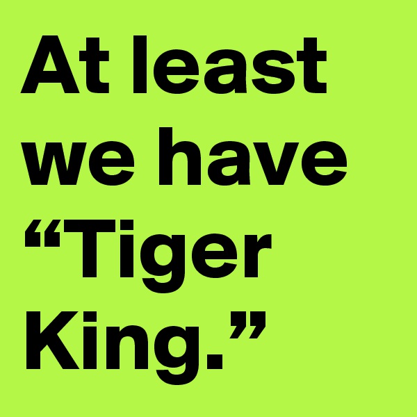 At least we have “Tiger King.”