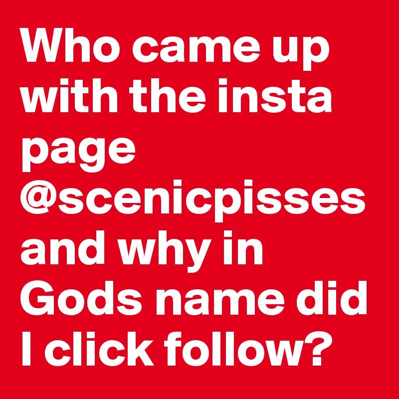 Who came up with the insta page @scenicpisses and why in Gods name did I click follow?