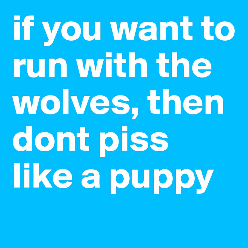if you want to run with the wolves, then dont piss like a puppy