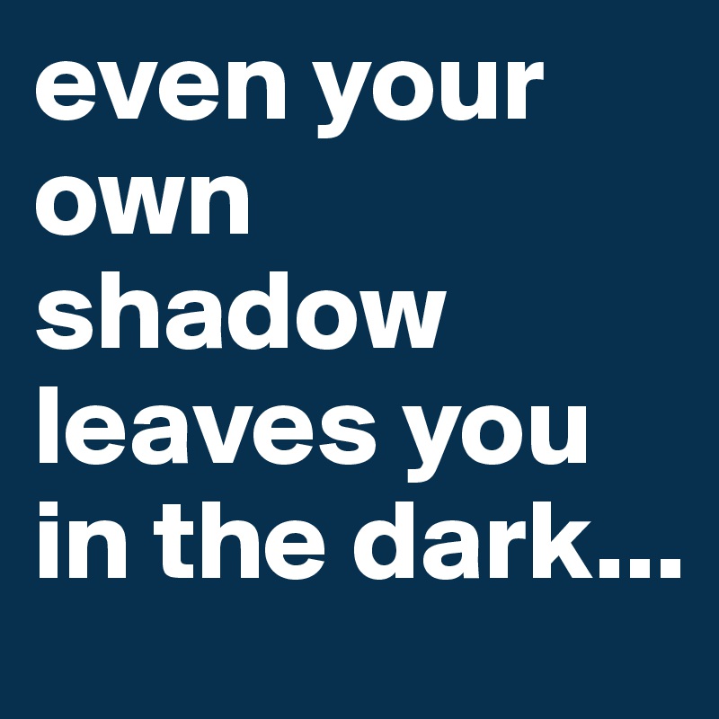even your own shadow leaves you in the dark...