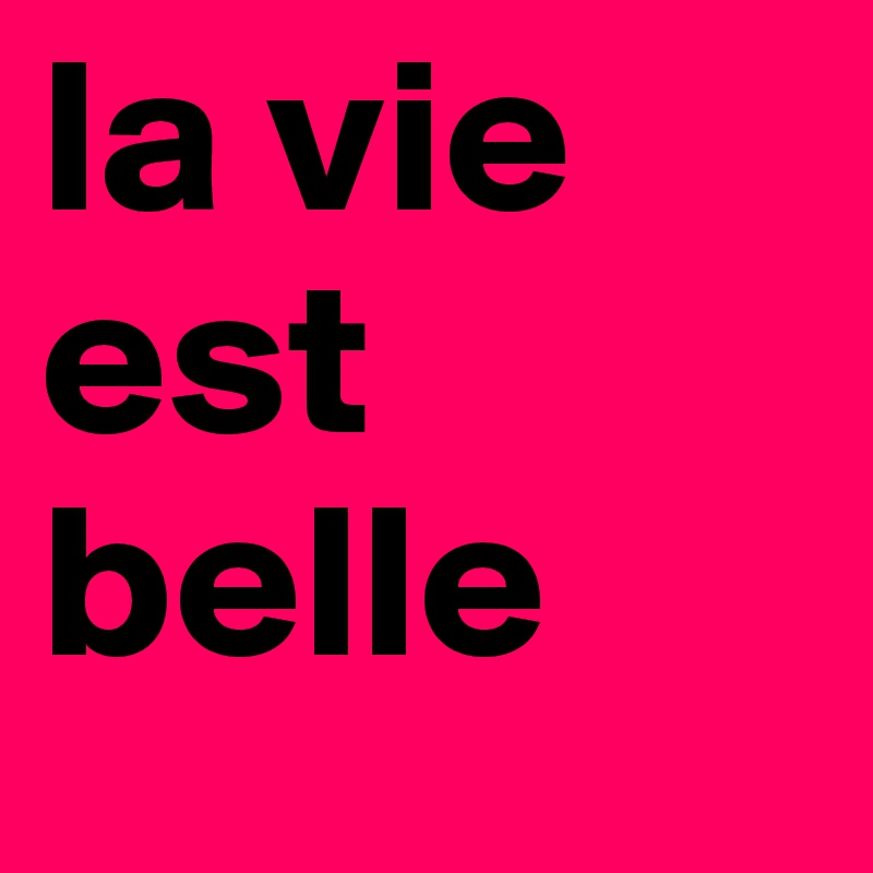 la vie est belle