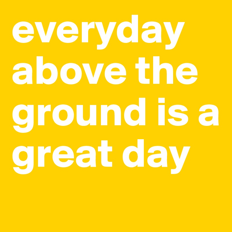 everyday above the 
ground is a 
great day