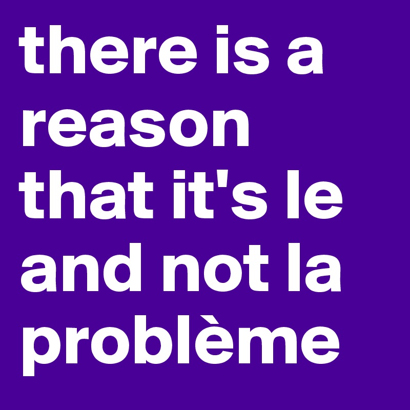 there is a reason that it's le and not la problème