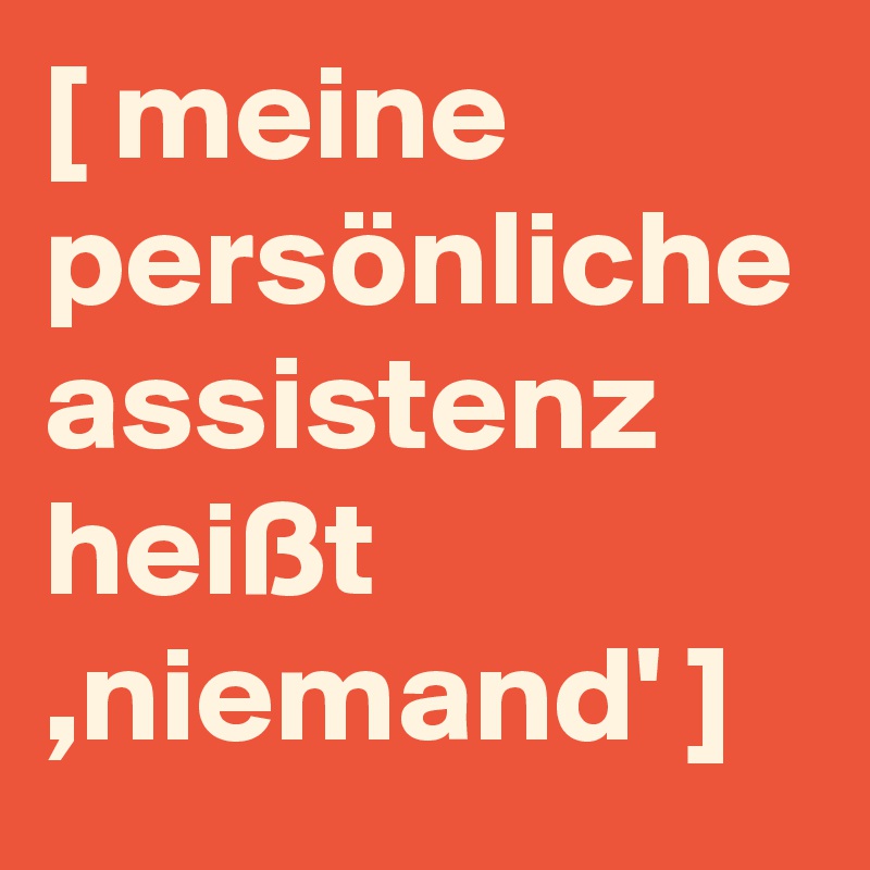 [ meine persönliche assistenz heißt ,niemand' ]