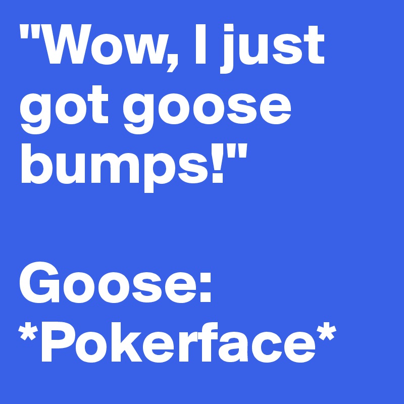 "Wow, I just got goose bumps!"

Goose: *Pokerface*