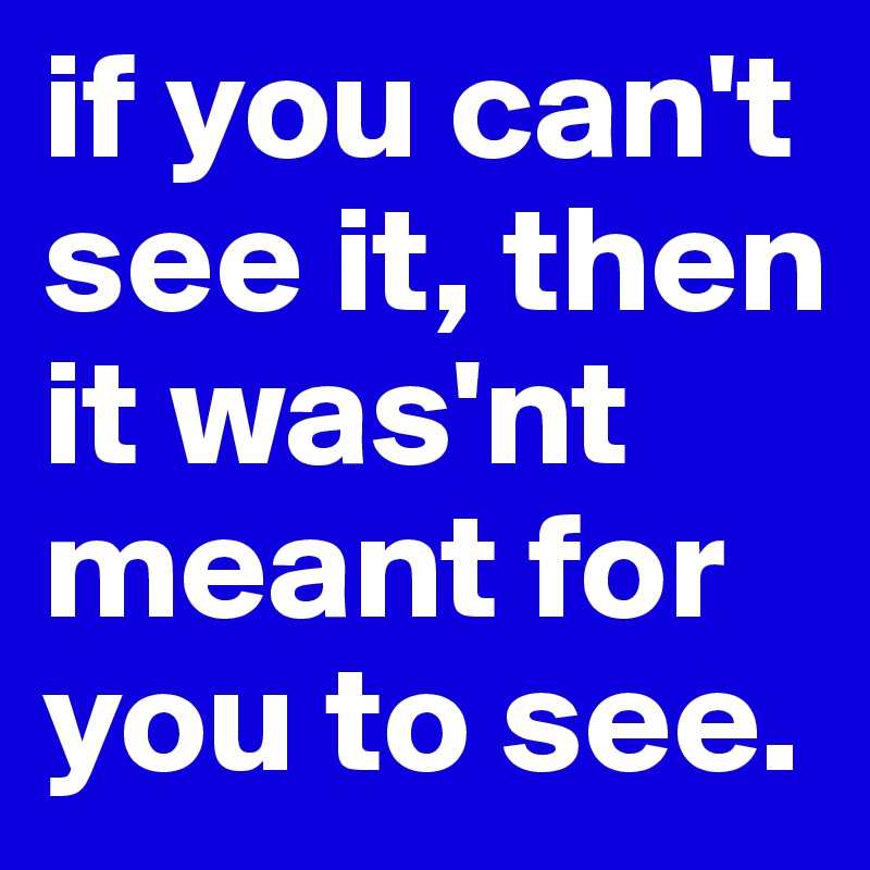 if you can't see it, then it was'nt meant for you to see.