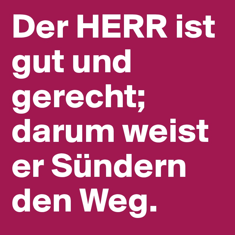 Der HERR ist gut und gerecht; darum weist er Sündern den Weg.