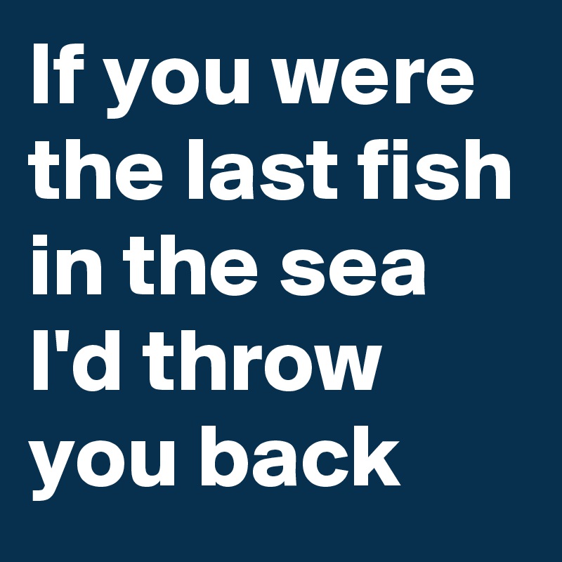 If you were the last fish in the sea
I'd throw you back
