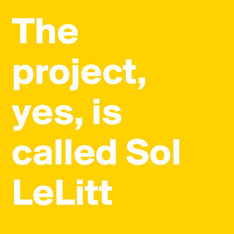 The project, yes, is called Sol LeLitt