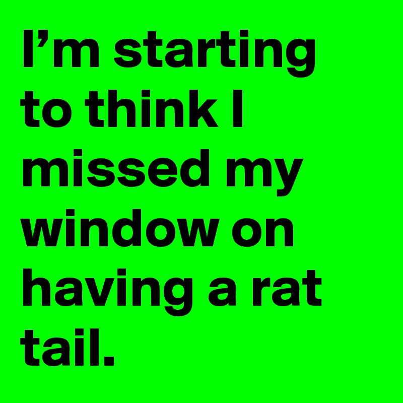 I’m starting to think I missed my window on having a rat tail.