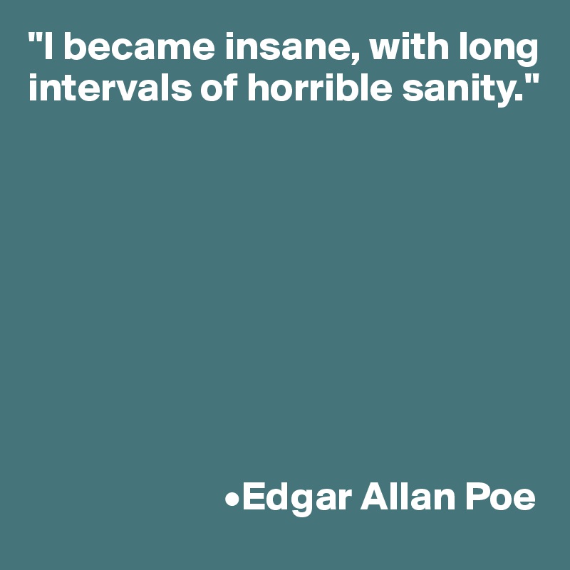 "I became insane, with long intervals of horrible sanity."









                        •Edgar Allan Poe