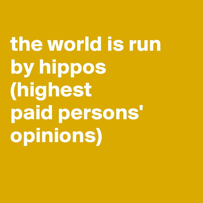 
the world is run by hippos
(highest
paid persons' opinions)

