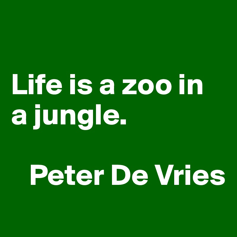 

Life is a zoo in a jungle.

   Peter De Vries