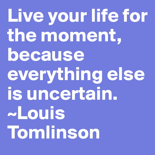 Live your life for the moment, because everything else is uncertain. ~Louis Tomlinson