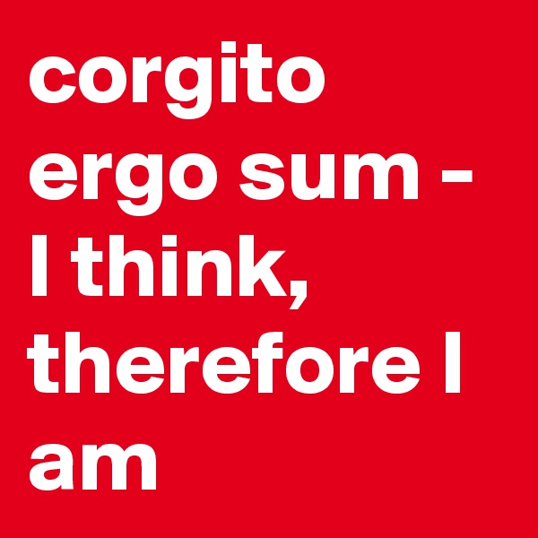 corgito ergo sum - I think, therefore I am