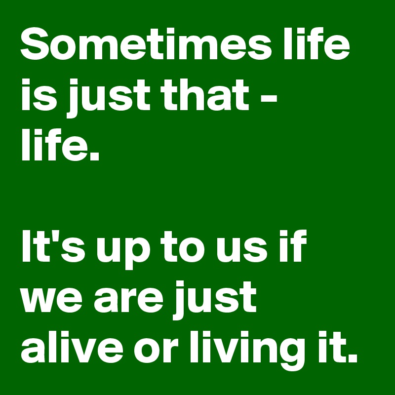 Sometimes life is just that - life.

It's up to us if we are just alive or living it.