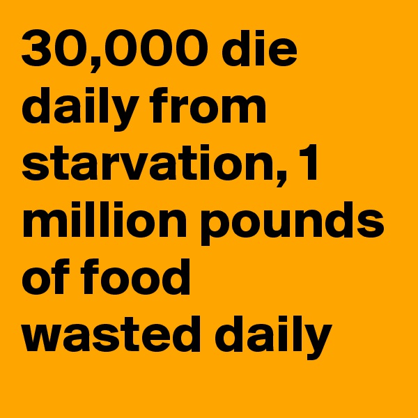 30,000 die daily from starvation, 1 million pounds of food wasted daily 