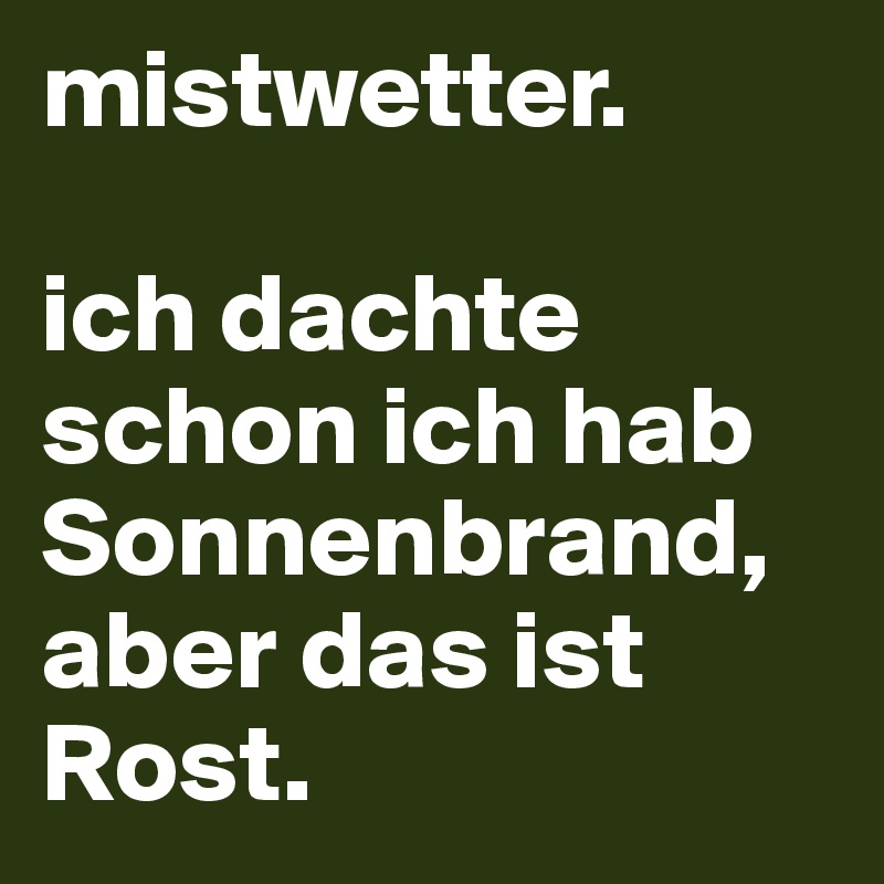 mistwetter.

ich dachte schon ich hab Sonnenbrand, aber das ist Rost.