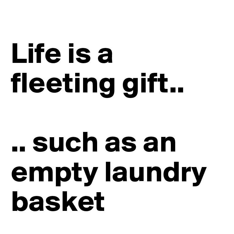 
Life is a fleeting gift..

.. such as an empty laundry basket