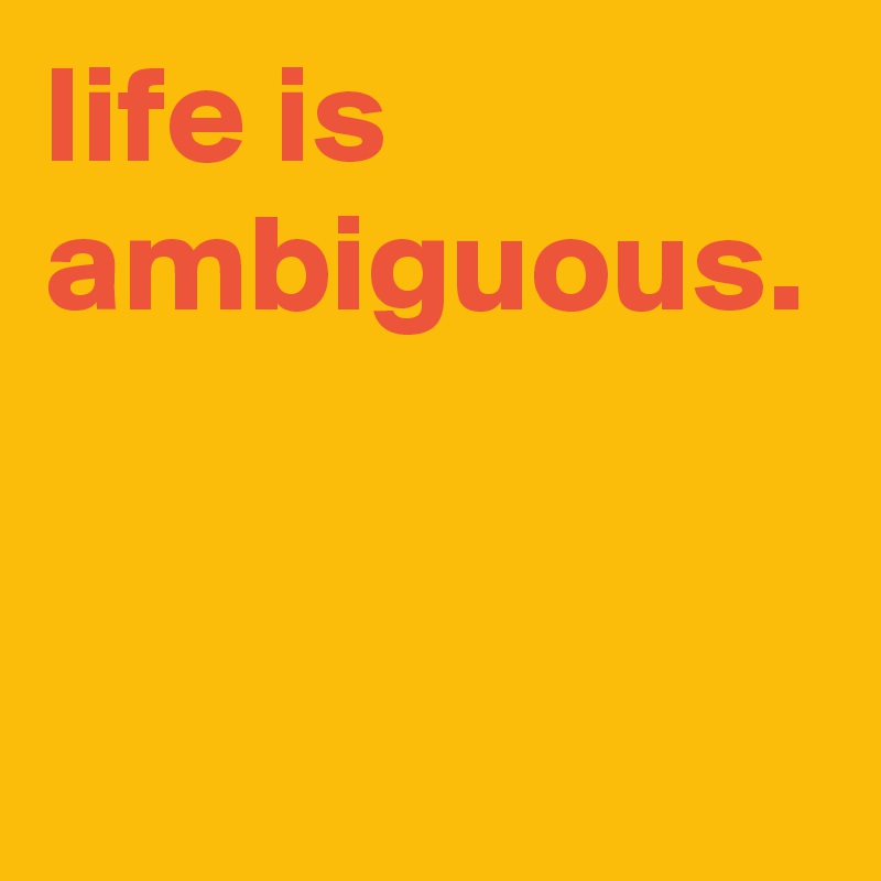 life is ambiguous.