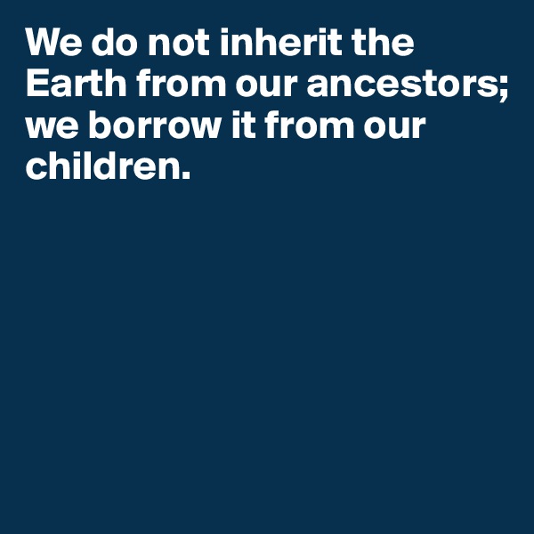 We do not inherit the Earth from our ancestors; 
we borrow it from our children.






