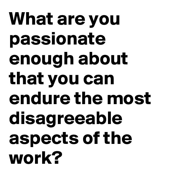 What are you passionate enough about that you can endure the most disagreeable aspects of the work?