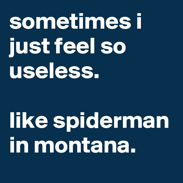 sometimes i just feel so useless. 

like spiderman in montana.