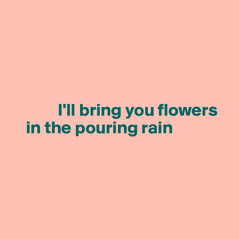 




             I'll bring you flowers 
    in the pouring rain 




