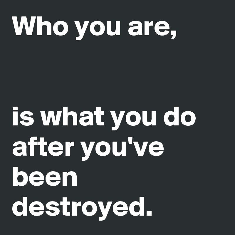 Who you are,


is what you do
after you've been destroyed.