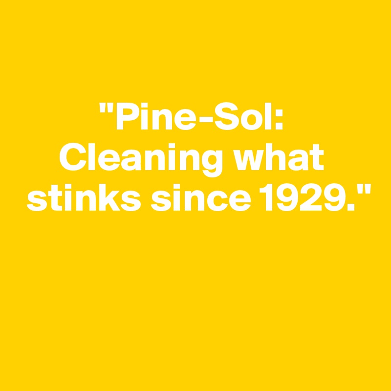 

          "Pine-Sol:
     Cleaning what  
 stinks since 1929."


