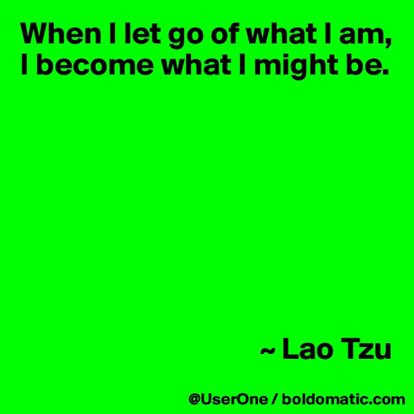 When I let go of what I am, I become what I might be.








                                      ~ Lao Tzu