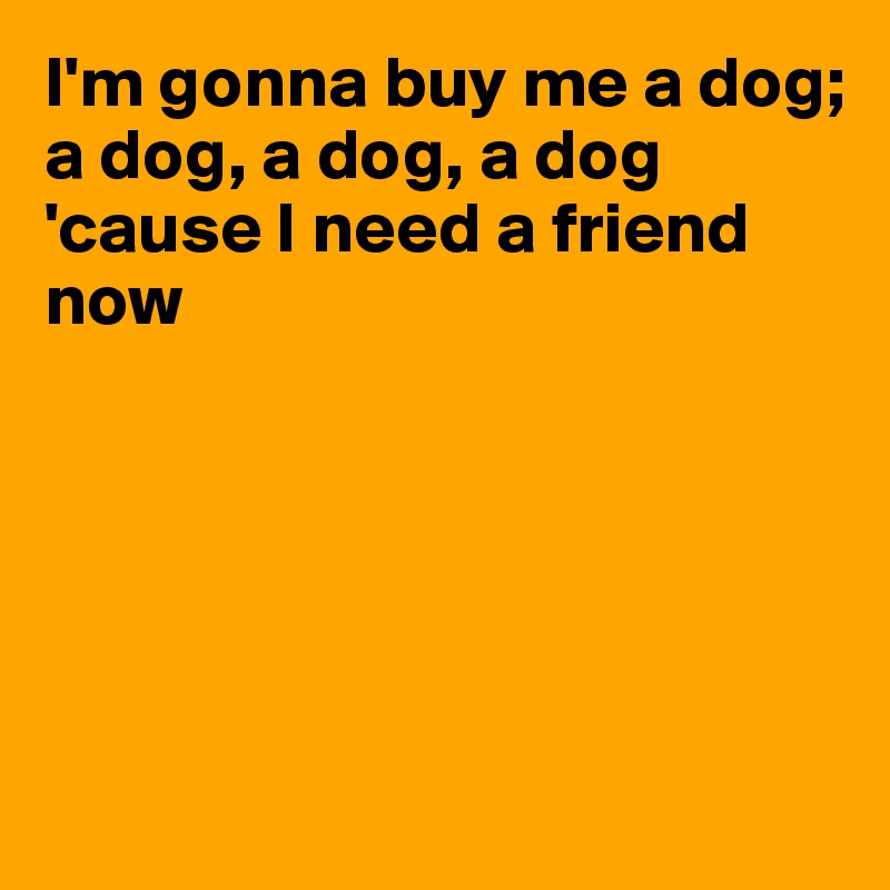 I'm gonna buy me a dog;
a dog, a dog, a dog
'cause I need a friend now





