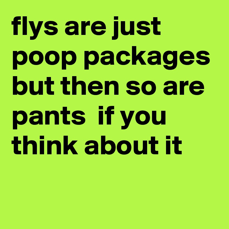 flys are just poop packages 
but then so are pants  if you think about it 
 