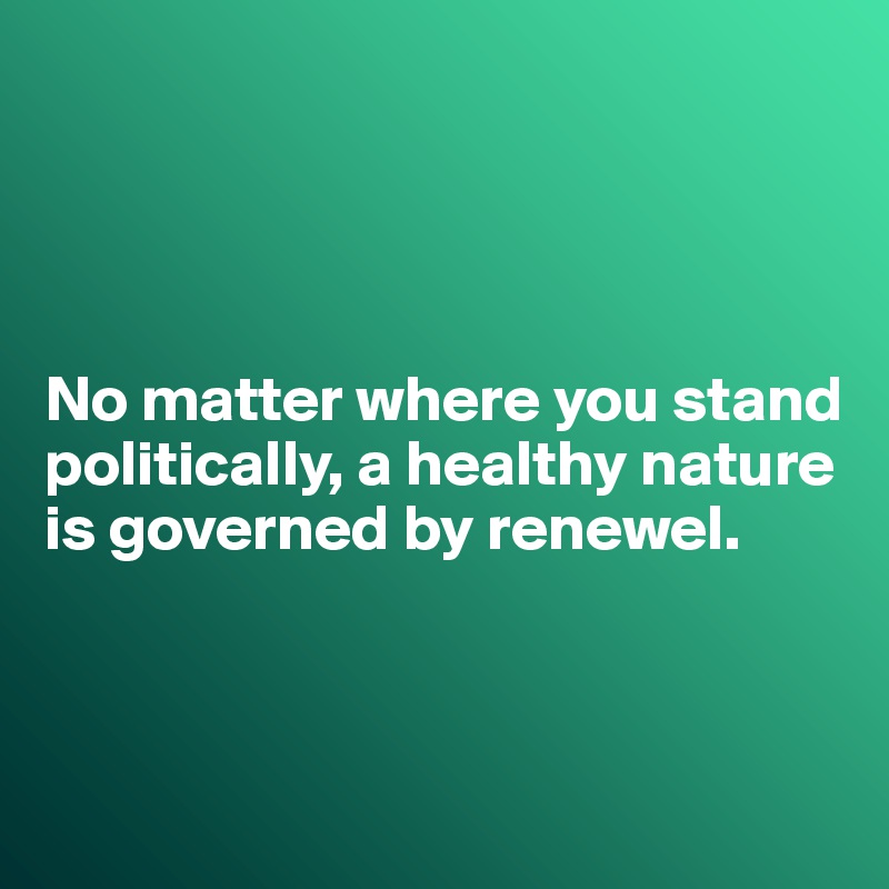 




No matter where you stand politically, a healthy nature is governed by renewel.



