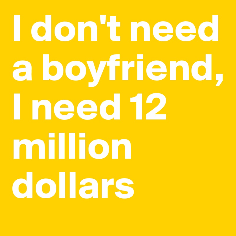 I don't need a boyfriend, I need 12 million dollars