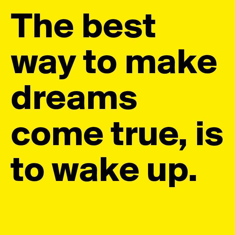 The best way to make dreams come true, is to wake up. 