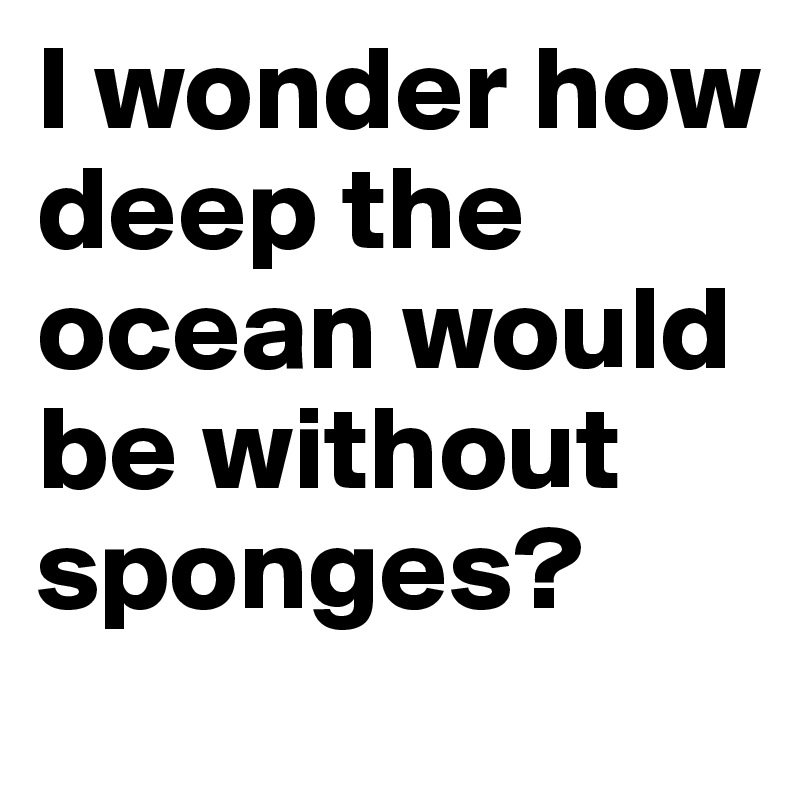 I wonder how deep the ocean would be without sponges?